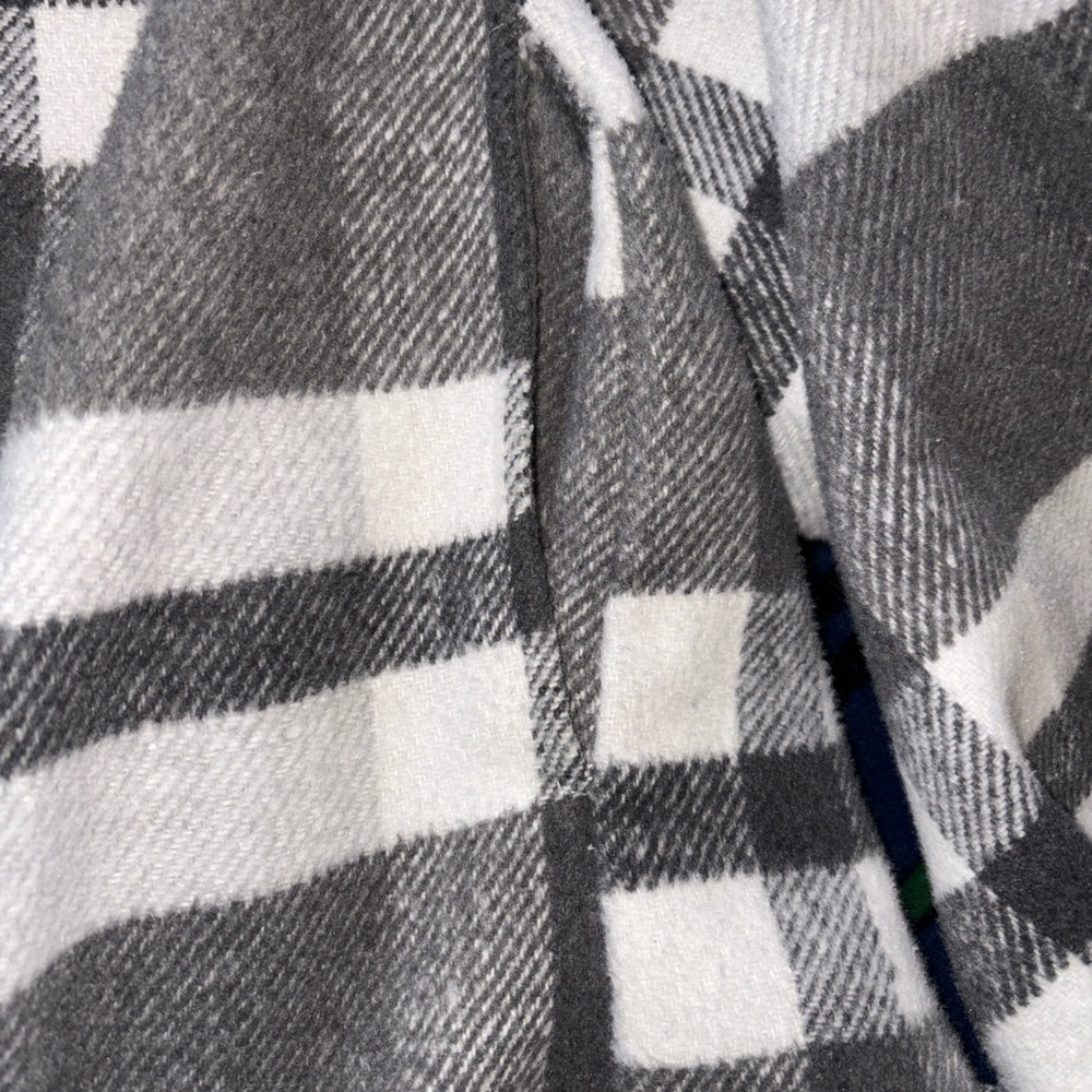 Flannel Oversized grey white Button Down coat XL - Picture 11 of 11